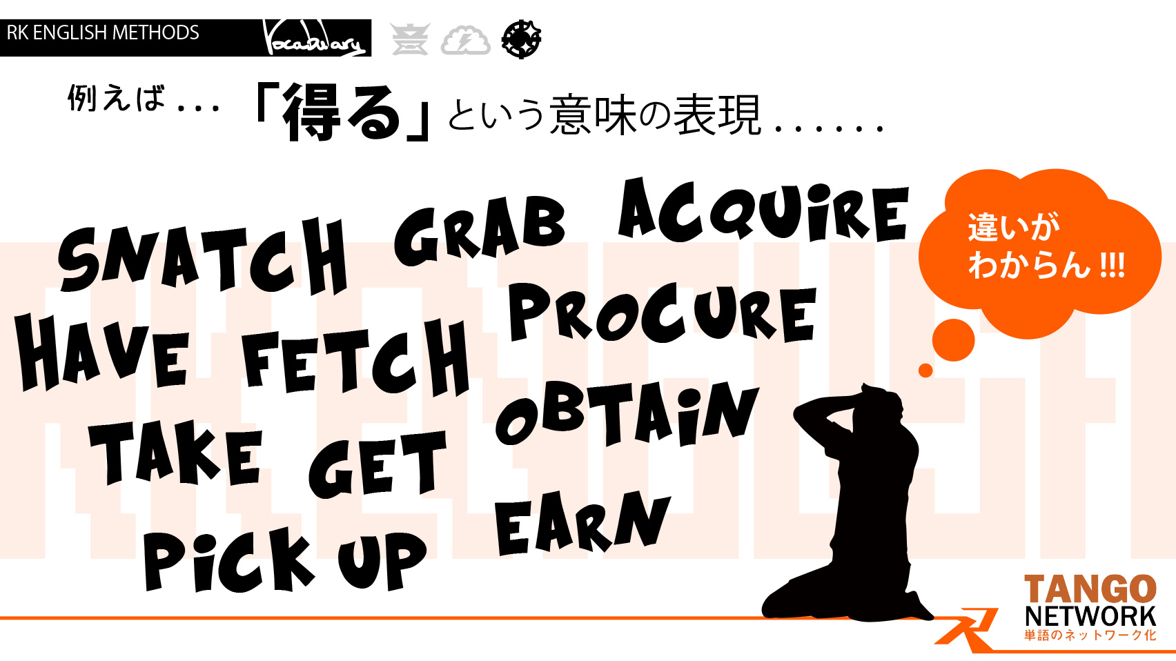[RK English] バンクーバー発／神田 御茶ノ水のバイリンガル日系カナダ人講師によるネイティブ発音・表現・英語脳・TOEICの英語学習 : TANGO NETWORK 意味の違いがわからない！無数にある類義語